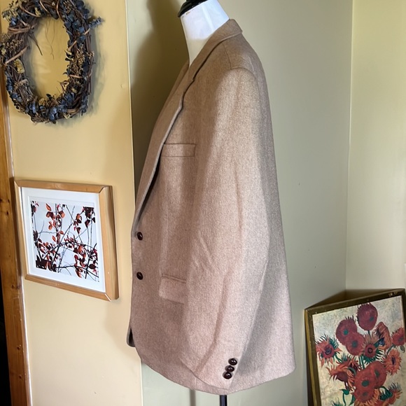 VINTAGE 60’s Genuine Camelhair 2-Button 42R Blazer Classic Tan Tufted Buttons - Picture 9 of 16